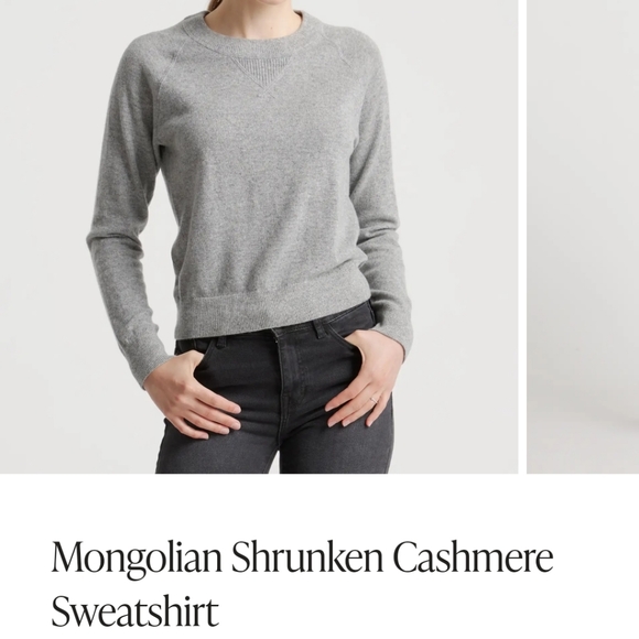 Quince Mongolian Cashmere Shrunken Sweatshirt Numerous Colors - Picture 1 of 10